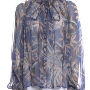 Zimmermann Blue and Brown Floral Blouse SIZE 0